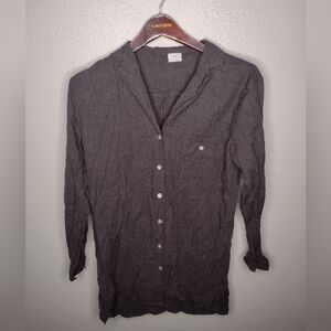 RH Restoration Hardware Women Pajama Top Small Gray Cotton Cashmere Button W